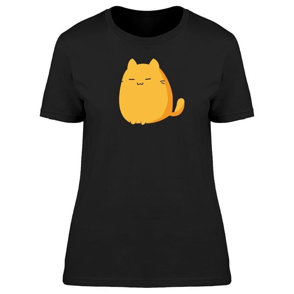 Cute Yellow Kawaii Kitten Doodle T-Shirt Women -Image by Shutterstock, Female Medium