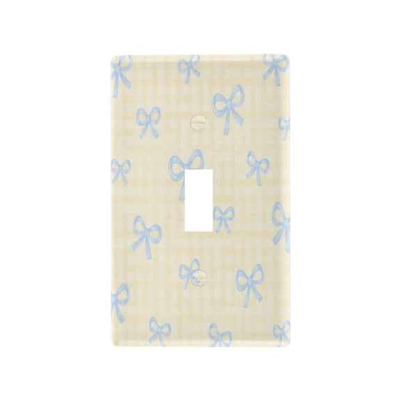 Cute Yellow Plaid Bows Decorative Wall Plate, Flame Retardant PC Plastic Light Switch & Outlet Cover with Mounting Screws Fits Toggle Switch