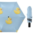 thumbnail image 1 of Cute Yellow Rubber Ducks Blue Background All Weather Umbrella Triple Folding Parasol 6 Ribs UV Protection Portable, 1 of 8