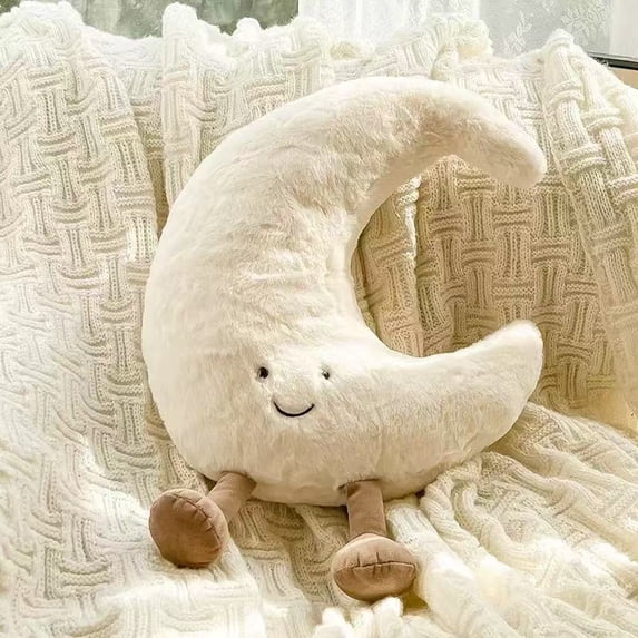 Cute Yellow Sun/ White Moom- shaped Plush Pillow with Legs