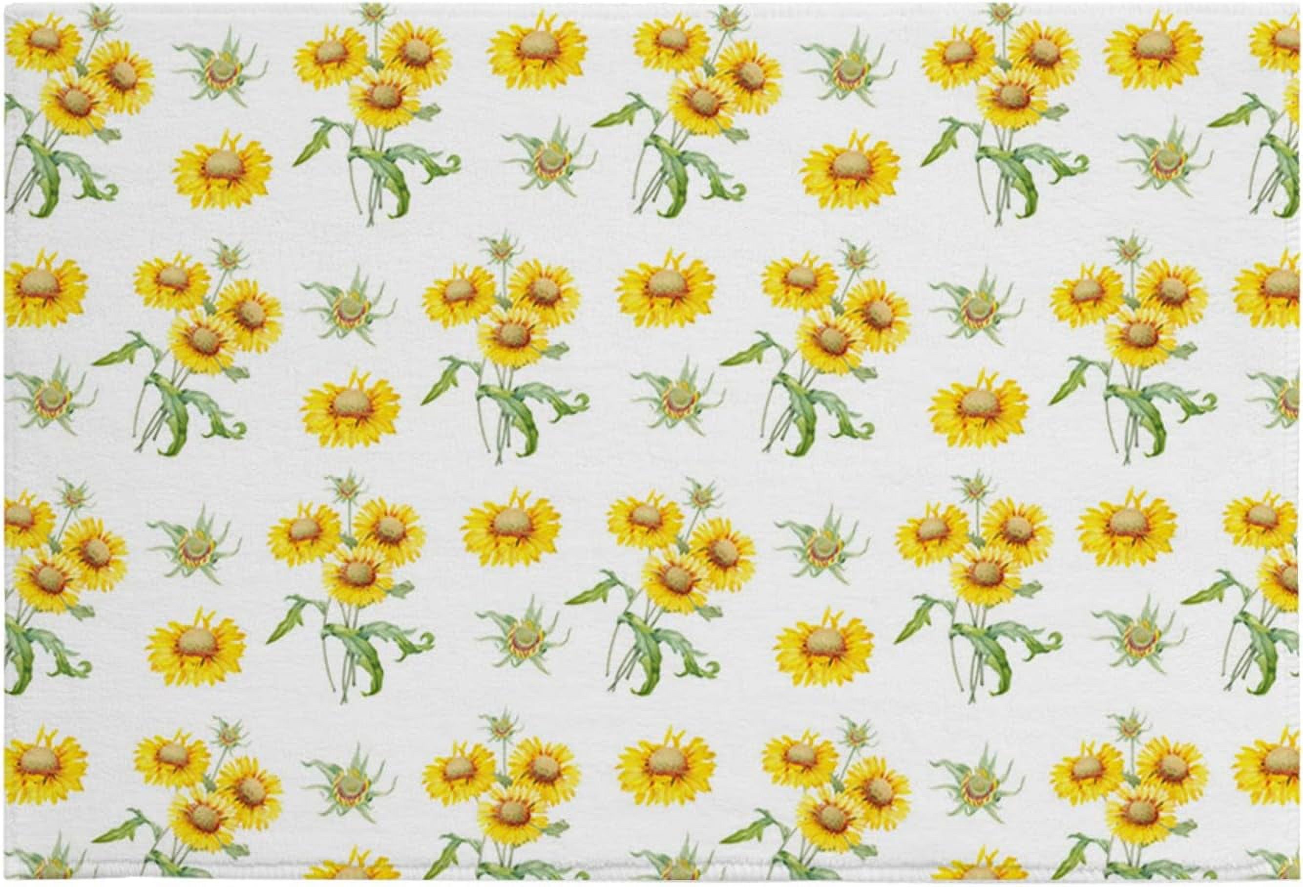 Cute Yellow Sunflower Floral Indoor Doormat NonSlip Front Door Mats