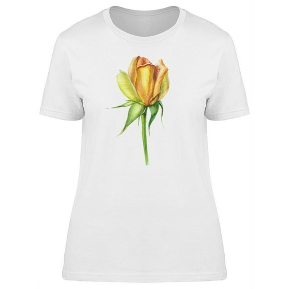 Cute Yellow Watercolor Rose Bud T-Shirt Women -Image by Shutterstock, Female Medium
