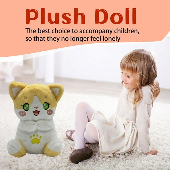 Cute Yellow White Cat Plush Doll Companion Design Soft Fluffy Material Ideal For Kids Daily Play Comfortable Hugging Well-Made Durable Toy Suitable For Gift Home Decor