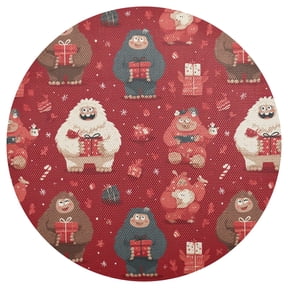 Cute Yeti Round Placemats Set of 6 Woven Non-Slip Washable Heat Resistant Table Mats 15.4 Inch for Kitchen Dining Decor