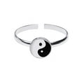 thumbnail image 1 of Cute Yin Yang Balance .925 Sterling Silver Toe Ring or Pinky Ring, 1 of 2