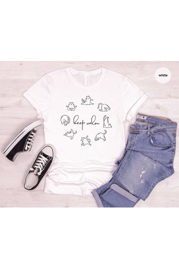 Cute Yoga T-Shirt, Retro Shirts, Funny Cat Yoga T-Shirt, Yoga Shirt TH020615