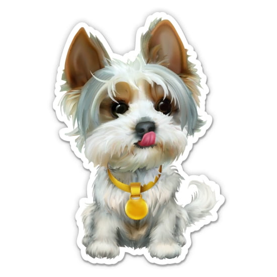 Cute Yorkie Dog - 8" Vinyl Sticker - For Car Laptop I-Pad - Waterproof Decal