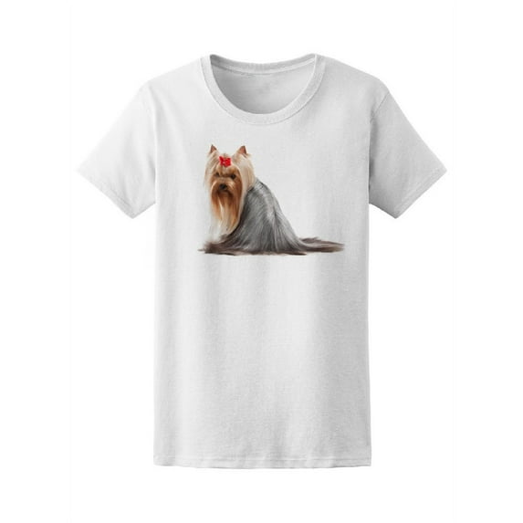 Cute Yorkie Puppy Posing T-Shirt Women -Image by Shutterstock, Female Small