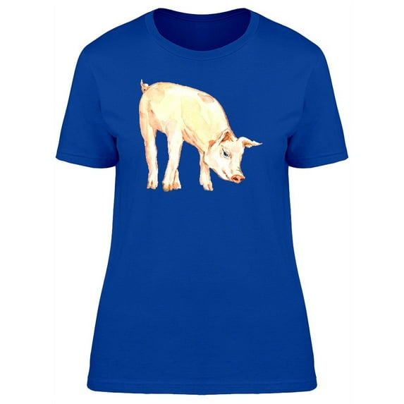 Cute Young Pig Watercolor T-Shirt Women -Image by Shutterstock, Female x-Large