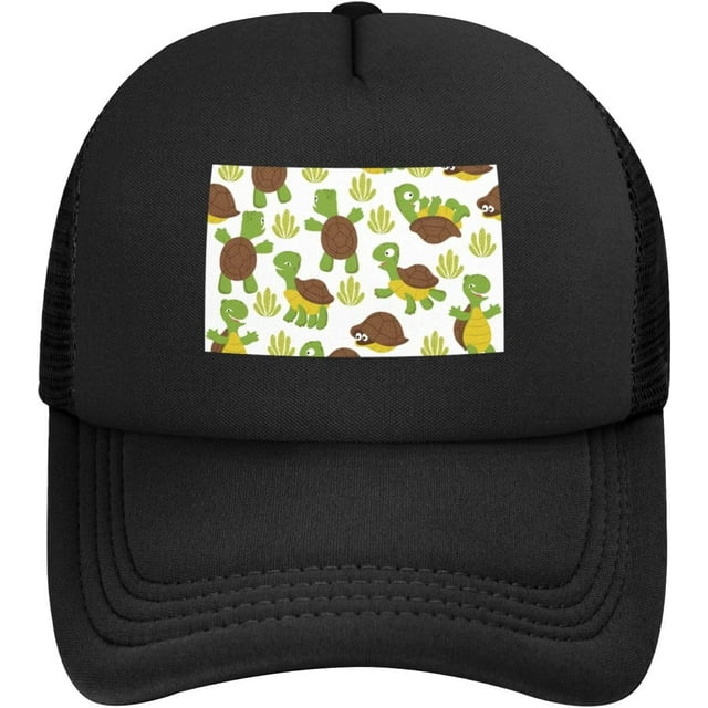Cute Zebra Alligator Tiger and Plants Black Mesh Baseball Cap Sun Visor