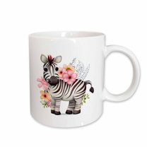 3drose, Cute Zebra and Floral Illustration, 11oz Mug