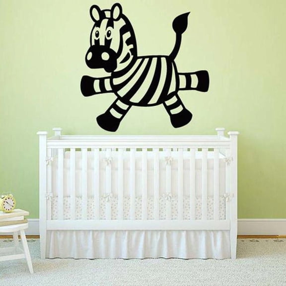 Cute Zebra Wall Decal Kids Girl Boy Bedroom Animal Horse Strips Nursery Interior Decor Vinyl Wall Stickers Lovely Mural 57x57cm
