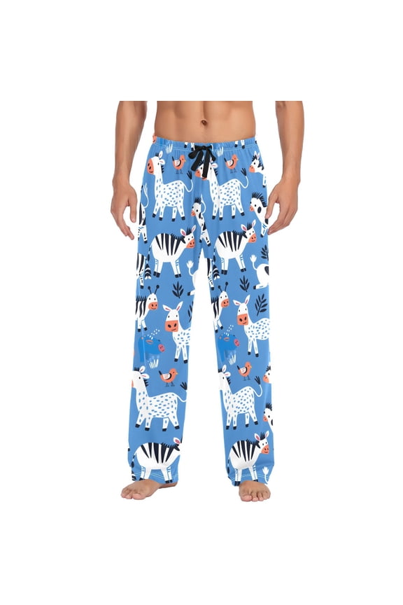 Cute Zebras Cows Men's Pajama Pants Cotton Long Sleepwear Lounge Pants XL