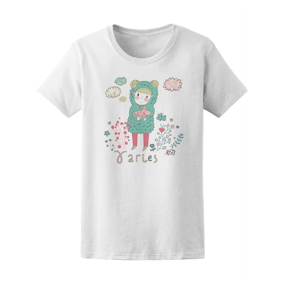 Cute Zodiac Aries Girl Nature T-Shirt Women -Image by Shutterstock, Female Medium