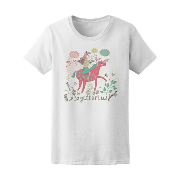 Cute Zodiac Sagittarius Girl T-Shirt Women -Image by Shutterstock, Female x-Large