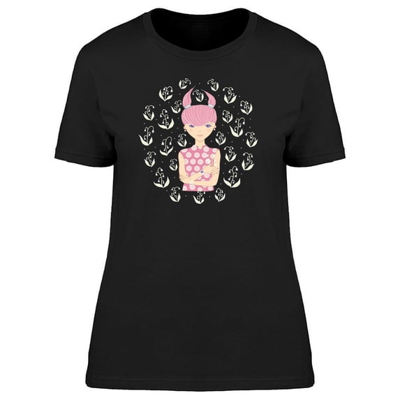 Cute Zodiac Taurus Girl Cartoon T-Shirt Women -Image by Shutterstock, Female Small