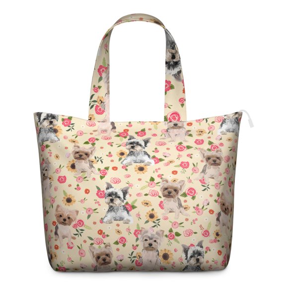 Cute and Adorable Puppy Pattern Travel Bag, Dog Print Weekender Duffel with Paw and Bone Design, Lightweight and Stylish Tote