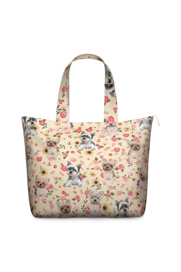 Cute and Adorable Puppy Pattern Travel Bag, Dog Print Weekender Duffel with Paw and Bone Design, Lightweight and Stylish Tote