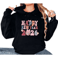 thumbnail image 1 of Cute and Colorful 2026 Happy New Year Theme Graphic Breathable Tee T Shirt Tops Hooded long-sleeved Black S-2XL, 1 of 7