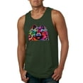 thumbnail image 1 of Cute and Colorful Pomeranian Dog Animal Lover Mens Graphic Tank Top, Forest Green, Large, 1 of 3