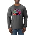 thumbnail image 1 of Cute and Colorful Pomeranian Dog Animal Lover Mens Long Sleeve Shirt, Heather Black, 3XL, 1 of 3