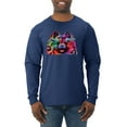 thumbnail image 1 of Cute and Colorful Pomeranian Dog Animal Lover Mens Long Sleeve Shirt, Navy, Large, 1 of 3