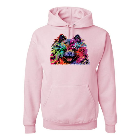 Cute and Colorful Pomeranian Dog Animal Lover Unisex Graphic Hoodie Sweatshirt, Light Pink, 2XL