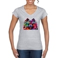 thumbnail image 1 of Cute and Colorful Pomeranian Dog Animal Lover Women's Standard V-Neck Tee, Heather Grey, Large, 1 of 3