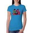 thumbnail image 1 of Colorful Rainbow Pomeranian Dog Animal Lover Womens Slim Fit Junior Tee, Turquoise, Large, 1 of 3