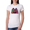 thumbnail image 1 of Colorful Rainbow Pomeranian Dog Animal Lover Womens Slim Fit Junior Tee, White, Medium, 1 of 3