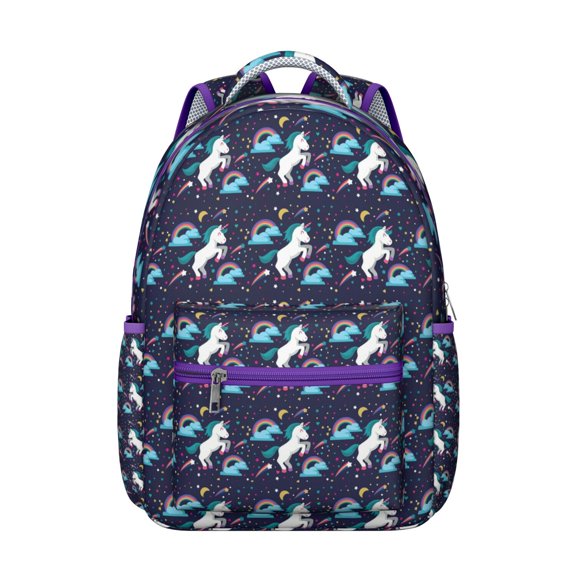 Cute and Compact Rainbow Unicorn Pattern Backpack for Daily Carry Travel Style