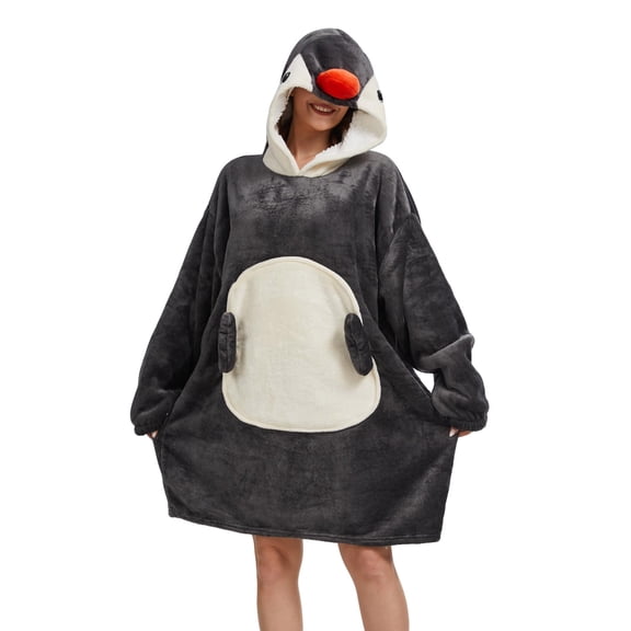 Cute and Cozy Wearable Blanket Hoodie Animal Design for Ultimate Warmth and Comfort Perfect for Home Use and Relaxing Ideal Gift for Adults