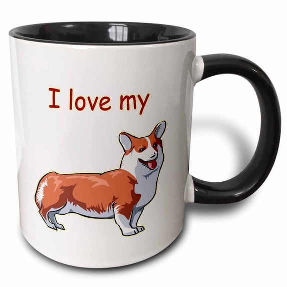 Cute and Cuddly Canine I Love My Pembroke Welsh Corgi 11oz Two-Tone Black Mug mug-129042-4