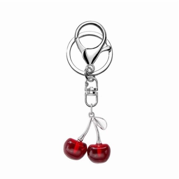 Cute and Durable Alloy Cherry Keychain Compact Cherry Keychain Ornament Delicate Keyrings Pendant Charm Bag Decoration