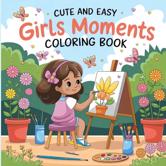 Cute and Easy Girls Moments Coloring Book: Girl Coloring Book, Fun Girly Coloring Book for Young Girls, Simple Coloring , (Paperback)