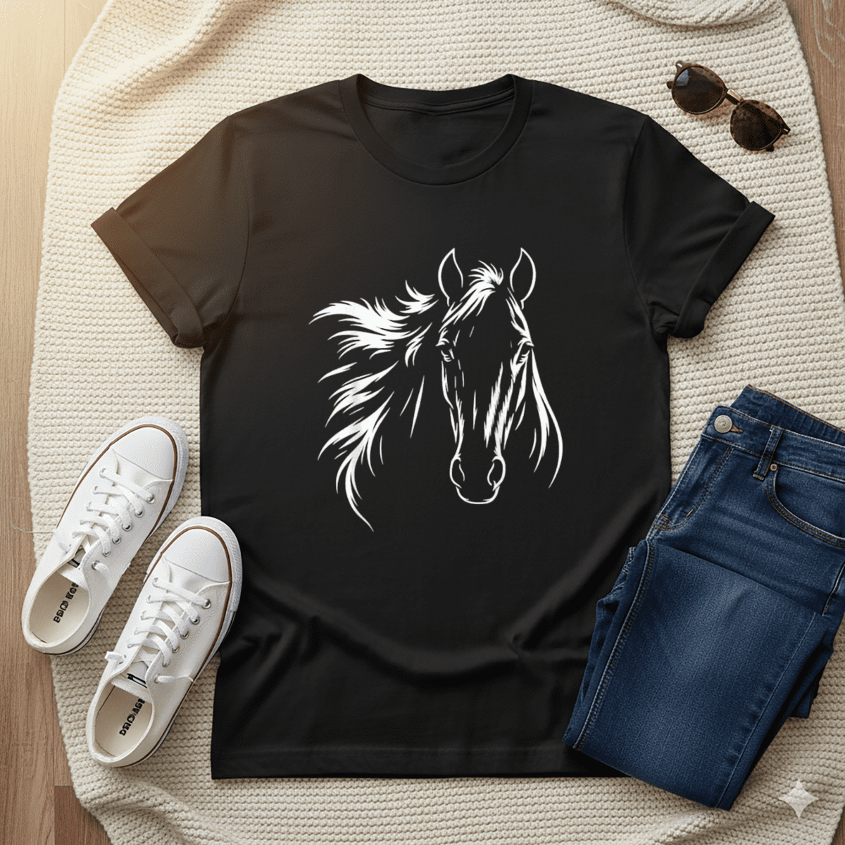 Cute and Elegant Horse Silhouette Art for Equestrian Lovers Unisex T-Shirt, up to Size 5XL