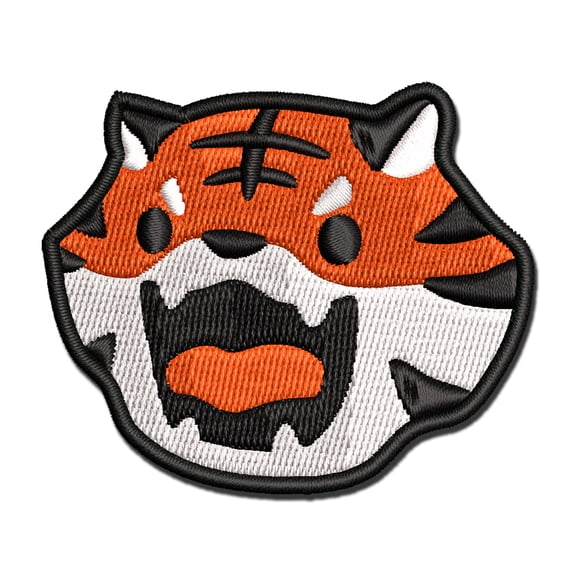 Cute and Fierce Tiger Head Applique Multi-Color Embroidered Iron-On Patch - 2.0 Inch Mini