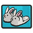 thumbnail image 1 of Cute and Fluffy Bunny Slippers Applique Multi-Color Embroidered Iron-On Patch - 3 Inch Medium, 1 of 5