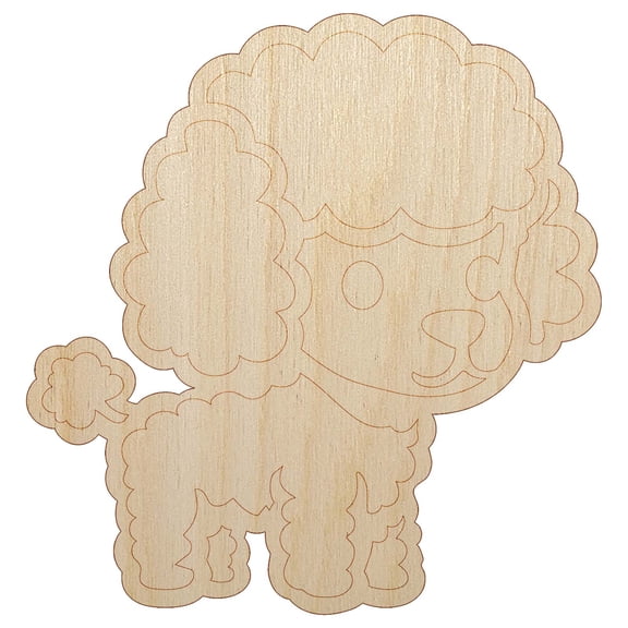 Cute and Fluffy Poodle Dog Wood Shape Unfinished Piece Cutout Craft DIY Projects - 4.70 Inch Size - 1/4 Inch Thick