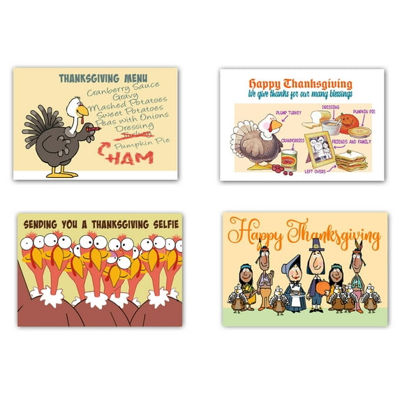 Cute and Funny Assorted Thanksiving Postcards - 4 x 6 Thanksgiving Postcards - 4