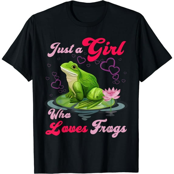 Cute and Funny Just a Girl Who Loves Frogs Women and Moms T-Shirt