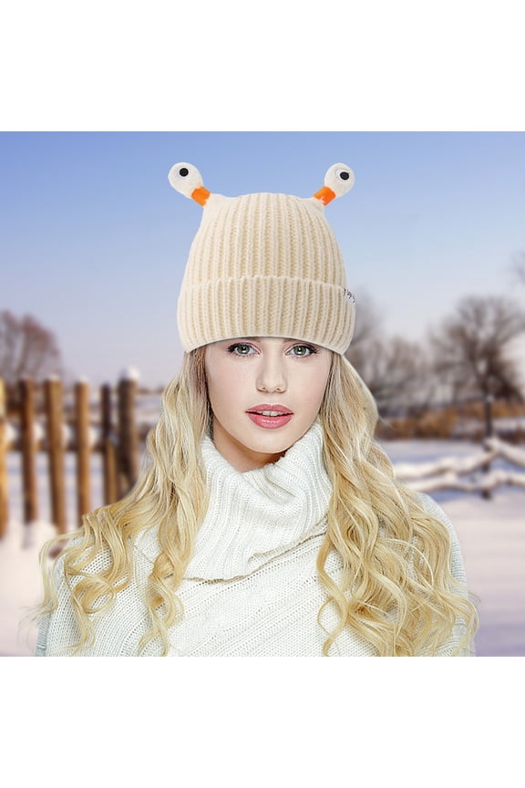 Cute and Funny Knitted Beanie, Cartoon Glowing Little Monster Knit Hat with Eyes, Retractable Tentacles Beanie For Going Out On The Street