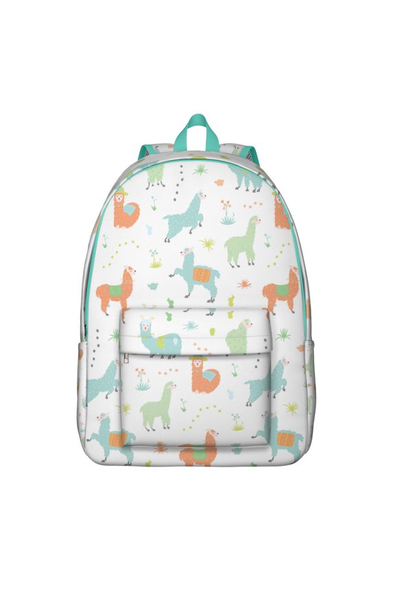 Cute and Funny Llama Face Backpack, Waterproof School Bookbag with Adorable Alpaca Cartoon Pattern for Everyday Use
