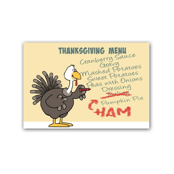 Cute and Funny Thanksgiving Menu Postcards - 4 x 6 Thanksgiving Postcards - 40 P