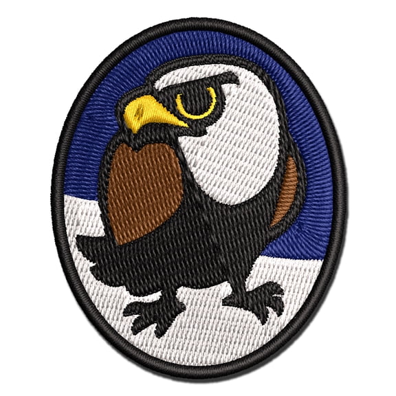 Cute and Grumpy Bald Eagle Applique Multi-Color Embroidered Hook & Loop Patch - 2.5 Inch Small