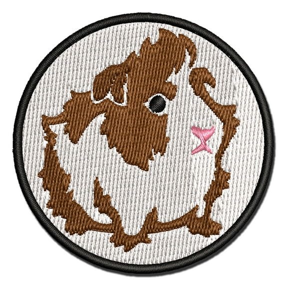Cute and Hairy Abyssinian Guinea Pig Applique Multi-Color Embroidered Hook & Loop Patch - 3 Inch Medium