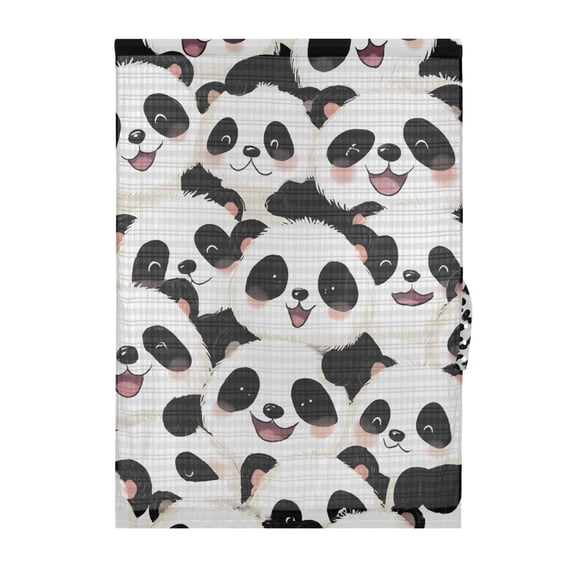 Cute and Happy Panda Pattern Door Curtain Sheer Privacy Light Filtering ...