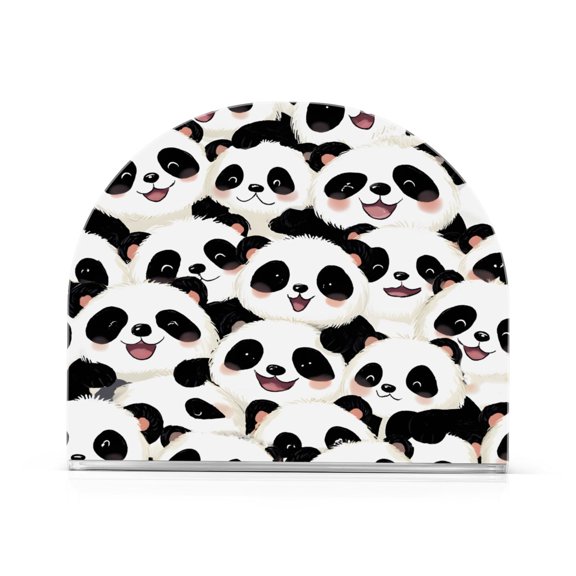 Cute and Happy Panda Pattern Napkin Holder Acrylic Napkin Dispenser Clear Modern Tabletop for Kitchen Counter