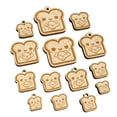 thumbnail image 1 of Cute and Kawaii Buttered Toast Bread Wood Mini Charms Shapes DIY Craft Jewelry - With Hole - 16mm (22pcs), 1 of 7