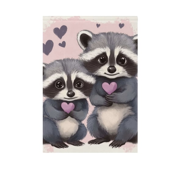 Cute and Lovable Raccoon Garden Flag Double Sided 12 x 18/28 x 40 Inch Yard Flag Home Outdoor Yard Patio Lawn Decor